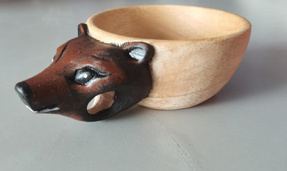 Hand Carved Cup Scandinavian Kuksa Wooden Mug Camping Gear Coffee Cup Kuksa Guksi Kuksa Wild Boar Cups Christmas