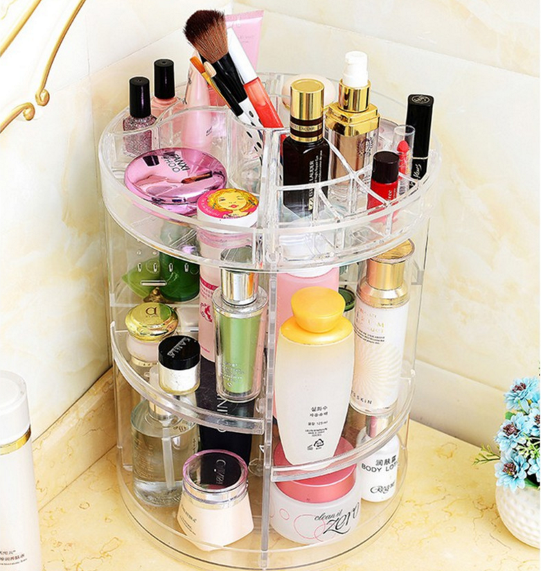 Makeup Organizer 360 Rotating plastic Cosmetics Storage Case Detachable Spinning Makeup Holder Storage