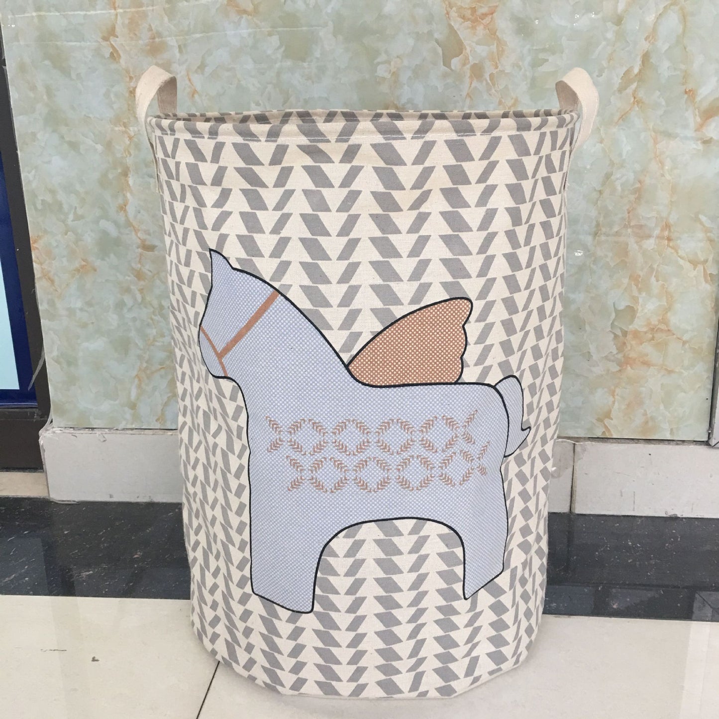 Cotton linen art five-pointed star horse clothing storage bucket laundry bucket basket toy storage basket