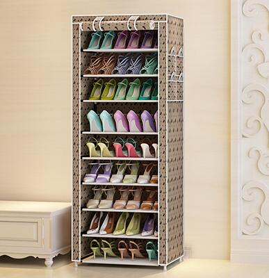 Actionclub Oxford Cloth Minimalist Multi-functional Dustproof Shoe Cabinet Shoes Racks 10 Layer 9 Grid Shoe Organizer Shelf