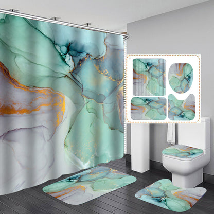 Beautiful Modern Shower Curtains 3D Bathroom Curtain Set Anti-slip Bath Mat Soft Carpet Water Absorption Rugs Home Decoration