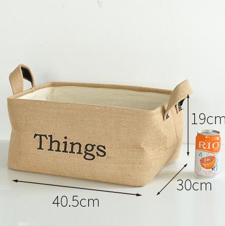 Jute padded fabric storage box cotton linen storage box clothing hard storage box storage foldable