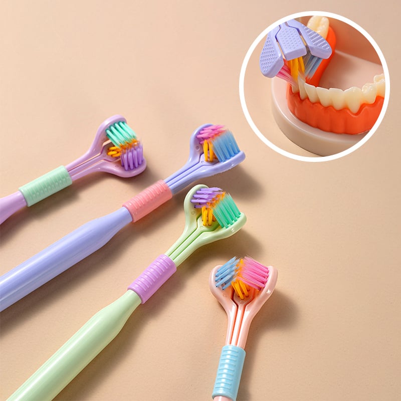 Three-sided Macaron Soft Bristle Toothbrush Care Safety Toothbrush Teeth Deep Cleaning Portable Travel