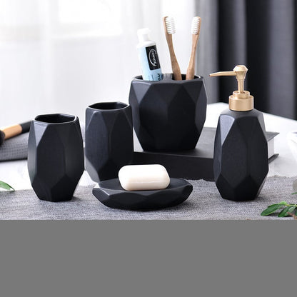 Ceramic bathroom wash five-piece bathroom set