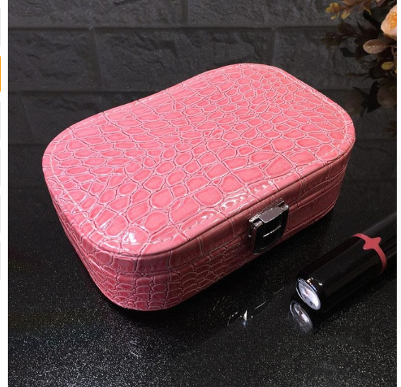 Cosmetic storage box with zipper travel portable jewelry box