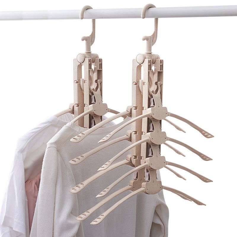 Retractable Clothes Hanger Folding Multifunctional Non-slip Storage Rack Clothing Rod Wardrobe Space Saver Laundry Shelf