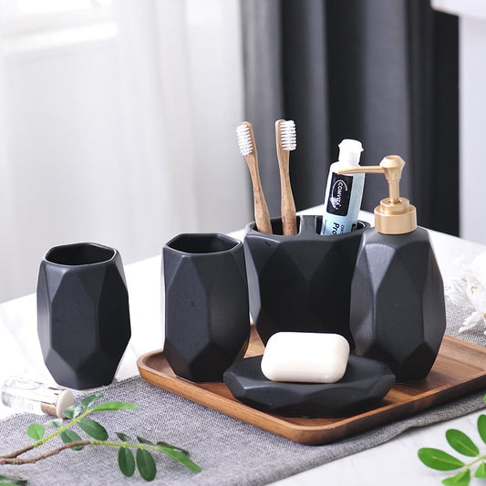 Ceramic bathroom wash five-piece bathroom set