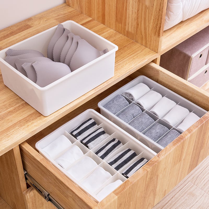 Creative multi-grid household plastic covered underwear drawer finishing box bra underwear socks storage finishing box