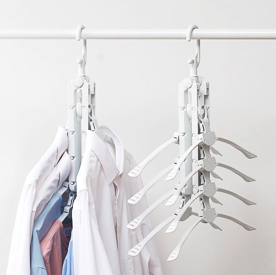 Retractable Clothes Hanger Folding Multifunctional Non-slip Storage Rack Clothing Rod Wardrobe Space Saver Laundry Shelf