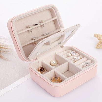 Women's Mini Earrings Rings Jewelry Box Useful Makeup Organizer With Zipper Travel Portable Jewelry Box