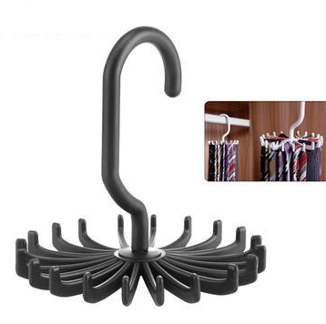 Plastic Portable Tie Rack For Closets Rotating Ties Hook Holder Belt Scarves Hanger For Men Women Clothing Organizer