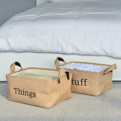 Jute padded fabric storage box cotton linen storage box clothing hard storage box storage foldable