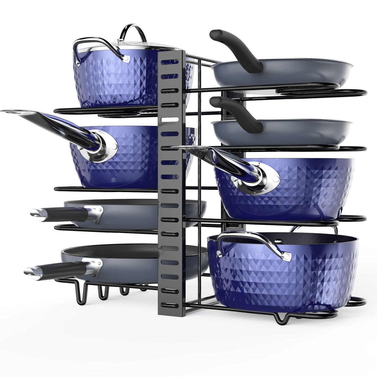 Pot And Pan Organizer, Pot Lid Holders & Pan Rack, Multiple DIY Methods, 8 Tier Pot Racks, Adjustable Kitchen Organization And Storage For Pots And Pans.