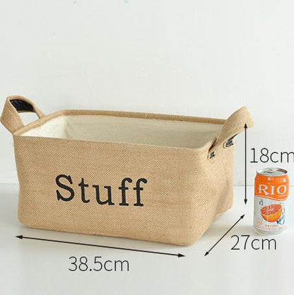 Jute padded fabric storage box cotton linen storage box clothing hard storage box storage foldable