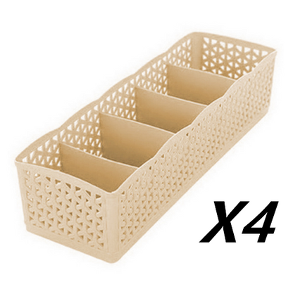 Plastic Stackable Organizer 5 Cells Finishing Box for Socks Underwear