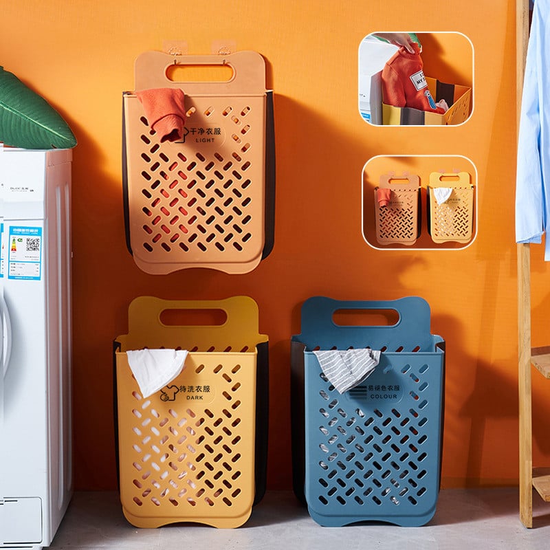 Foldable Dirty Clothes Basket Household Wall-mounted Free Punching