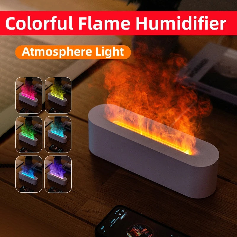 Flame Aroma Diffuser Air Humidifier Ultrasonic Cool Mist Maker Fogger Led Essential Oil Lamp Realistic Fire Difusor