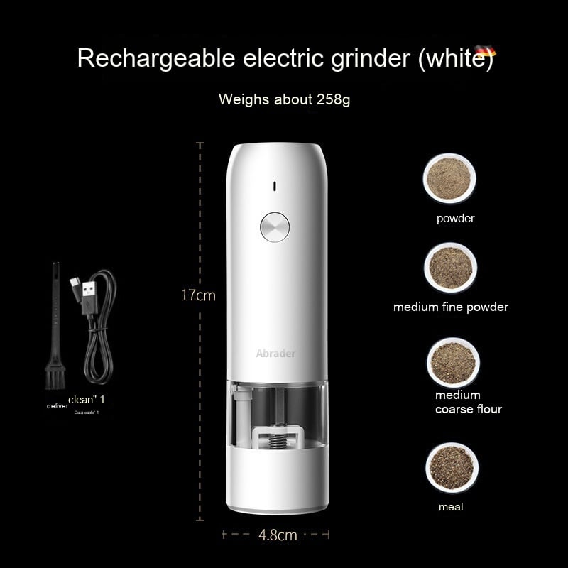 Rechargeable Electric Pepper And Salt Grinder Set One-Handed No Battery Needed Automatic Grinder With Adjustable Coarseness LED Light Refillable