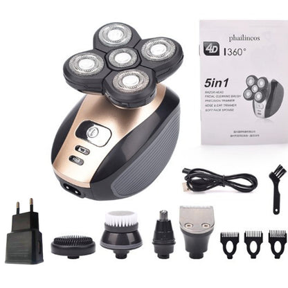 5-Head Electric Shaver 5-In-1 Rechargeable Razor