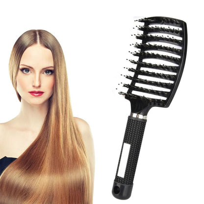 Curved Vented Boar Bristle Styling Hair Brush, For Any Hair Type Men Or Women