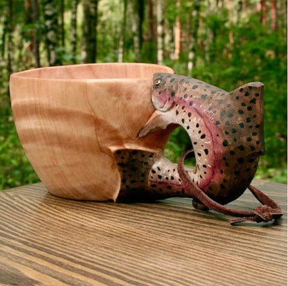 Hand Carved Cup Scandinavian Kuksa Wooden Mug Camping Gear Coffee Cup Kuksa Guksi Kuksa Wild Boar Cups Christmas