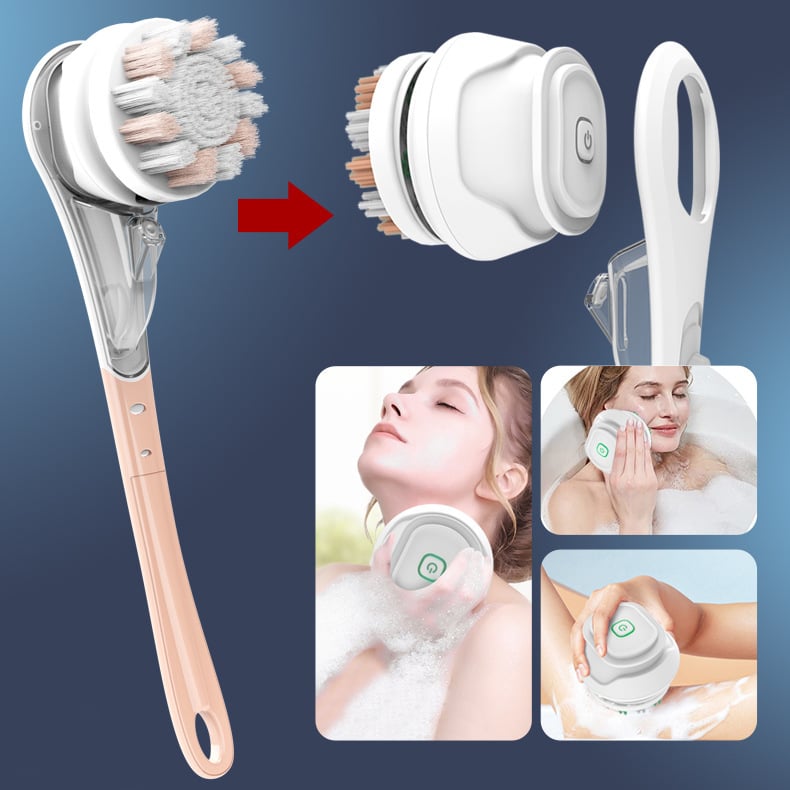 Multifunctional Electric Bath Brush Waterproof Rubbing Brush Six-in-one Long Handle Rubbing Back Bathing Face Rubbing Feet Rubbing Artifact